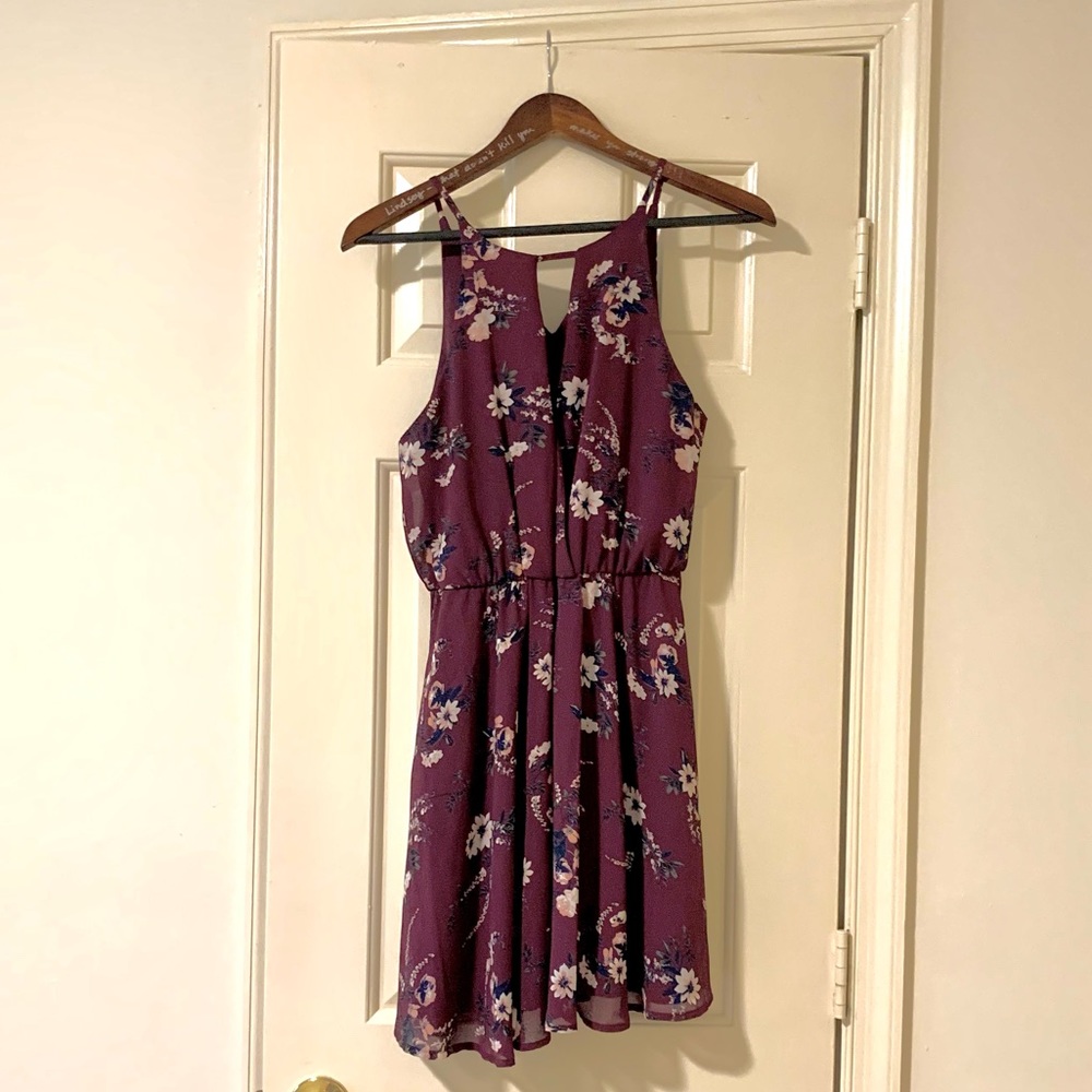 Miami Maroon Floral Dress